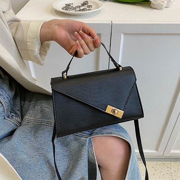 Enkel retro handväska ny mode casual konstläder axelväska liten väska flicka black
