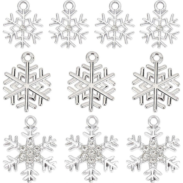 Snefnug Charms Bulk Assorterede Jule Sne Charms til DIY Tilbehør