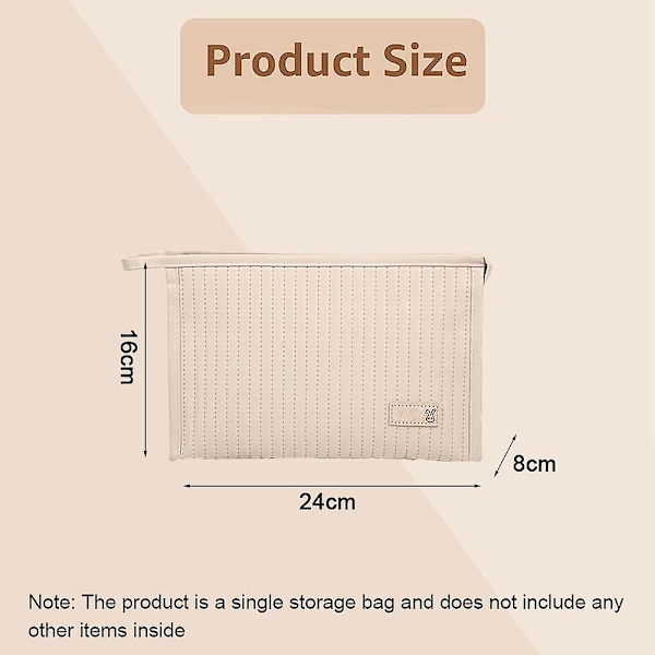 Stor Bærbar Kosmetik Opbevaringspose, Bærbar Toilet Taske, Lavet Af Pu Beige
