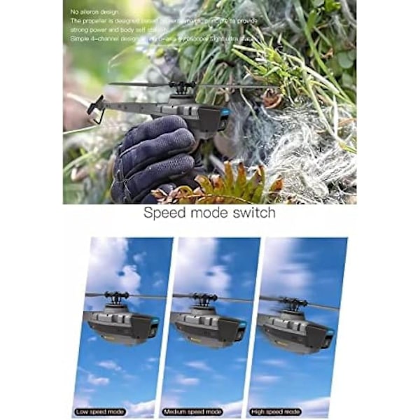 2.4G Fjernstyret Helikopter med 1080P Kamera, RC ERA 4CH 6-Akset Gyro, Altitude Hold, Optisk Flow Lokalisering, Flybarless RTF Helikopter