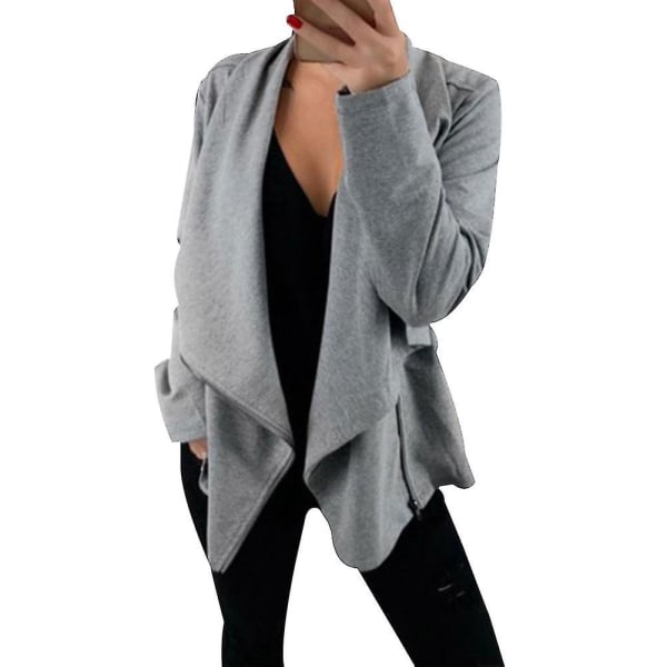 Dame Skrå Lynlås Sweater Frakke Langærmet Afslappet Toppe Kvinde Sweater Ny L A
