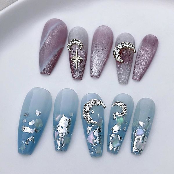Nagelkonst Charms Pärla Måne Legering Diamant Nagelborr Strass Kristaller Nagelkonst Dekorationer 60 st För Diy Nagelkonst Manikyr Smyckestillverkning Hantverk silvery