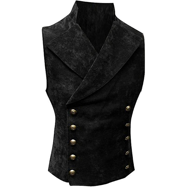 Herr Victorian Suit Väst, Steampunk Gotisk Väst Black M