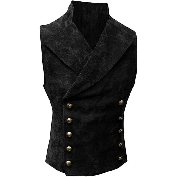 Herre Victorian Suit Vest, Steampunk Gotisk Vest Black XL
