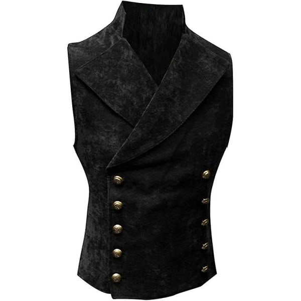 Viktoriansk kostymväst för män, Gotisk väst i Steampunk Black 2XL