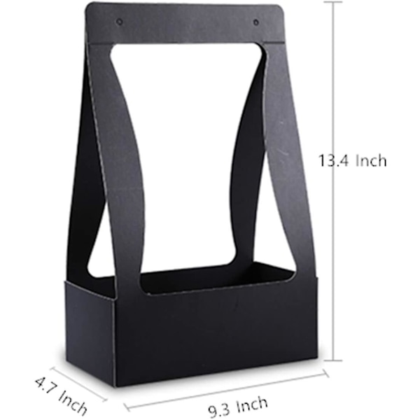 Gaveposer af kraftpapir til blomsterbuketter, blomsterkasser til arrangementer, emballagepose til blomsterhandlere med håndtag, 23,6 x 11,9 x 34 cm, 5 stk. (grå)