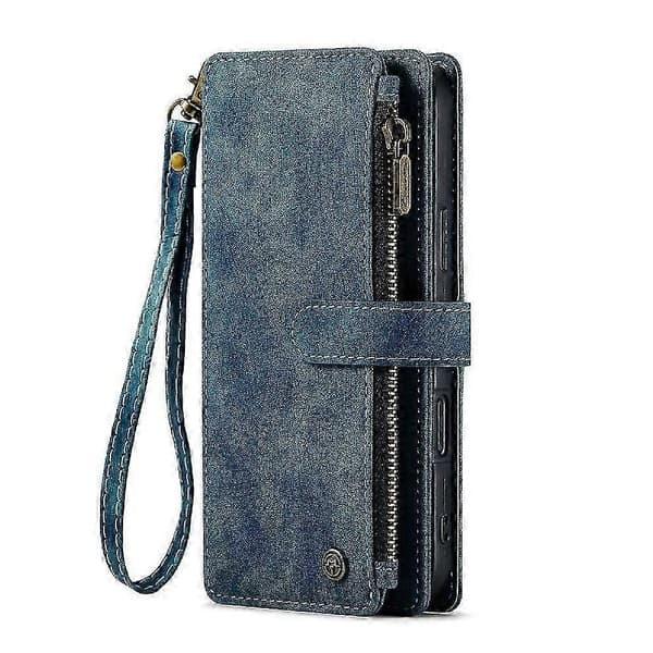 Flip-deksel til iPhone 16 Plus med kortholder og lommer for førerkort Blue