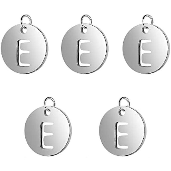 12mm 5kpl Kirjain E Riipukset Kaksipuolinen Riipus 304 Ruostumaton Teräs Amuletti Aakkosriipus Litteä ja Pyöreä Riipus Laserleikattu Koriste DIY Korujen Valmistukseen