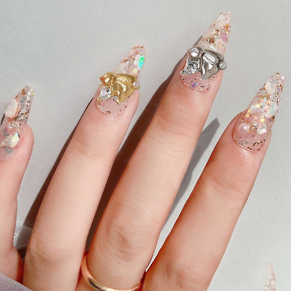 10 st 3d kanin nagel charms strass diamanter glitter roterbar nagelkonst kanin metall charms design för nagelkonst dekoration diy hantverk tillbehör style1