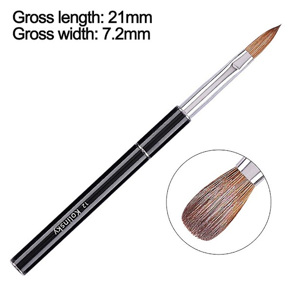Svart metalldesign Kolinsky Sable Akrylpensel för nagelkonst Manikyr Diy Salong & Hemverktyg 12