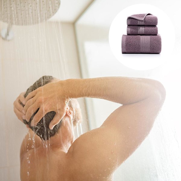 Handdukar 3-delad handduksset, 1 badlakan, 2 tvättlappar, ringspunnen bomull mycket absorberande handdukar (blå) Violet