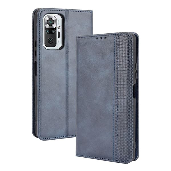 Closure Vintage Telefonfodral Plånbok Ställ Läderfodral för Xiaomi Note 10 Pro 4G/Note 10 Pro Max 4G Blue Style D Xiaomi Redmi Note 10 P