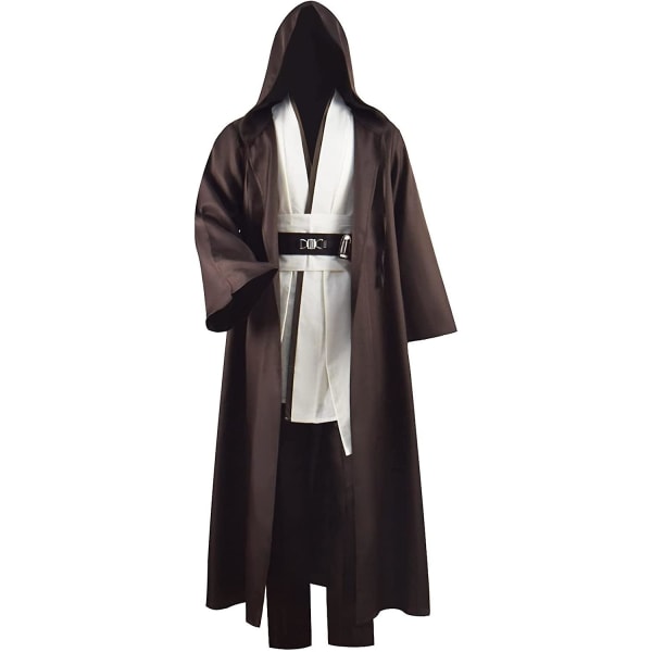 Vuxen Jedi-dräkt Tunika Kostym För Skywalker Halloween Cosplay Kostym Med Huva Kåpa Full Set Uniform Tre Versioner White Medium