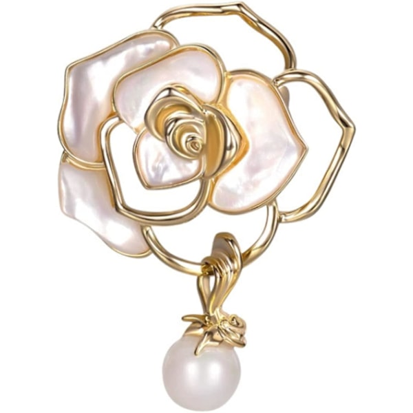 Kamelia Pärla Accessoar Brosch Kvinnlig Ihålig Kostym Klänning Jacka Corsage Bröllopsfest Brosch Pins För Kvinnor Mode