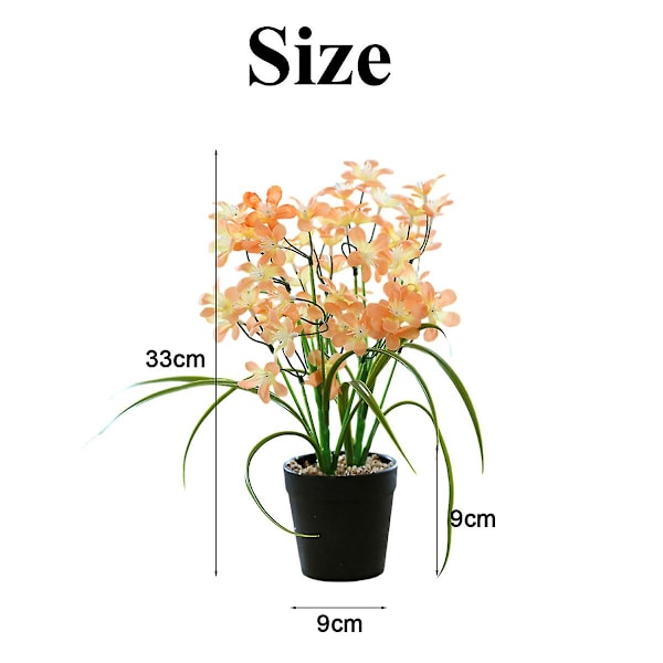 Kevätkukka Bonsai Lehdillä, Luovat Koristeet, Tekokukka Koristeet, Teko-Viherkasvit, Ruukutetut Kasvit Orange