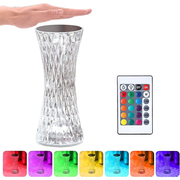 Akryl Nattbordslampe, [16 Farger 4 Moduser] Berørings LED Skrivebordslampe Med Fjernkontroll, RGB Fargeskiftende