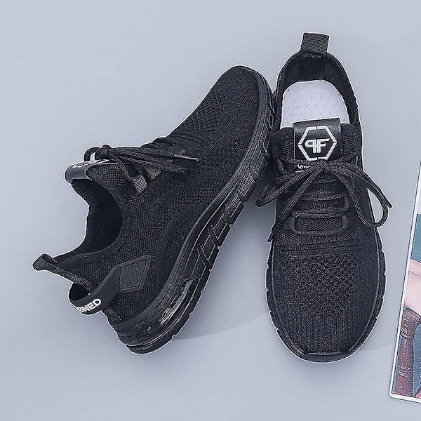 Dame Sneakers Åndbare Flyvende Vævede Løbesko Fra7701 Black EU 35