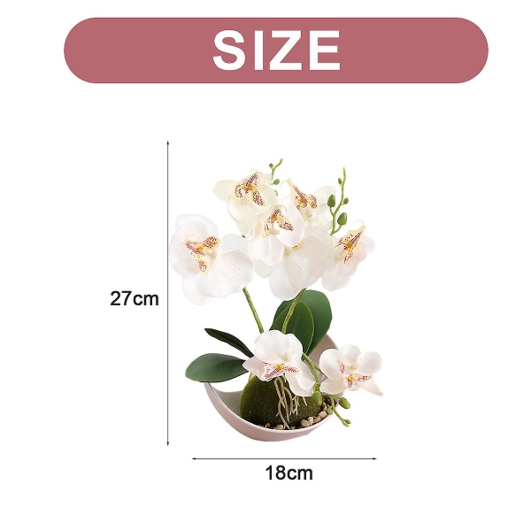 Treuddig Phalaenopsis Orkidé Måne Bonsai Konstgjord Blomster Dekoration Växt Krukväxt Grön Växt Heminredning white