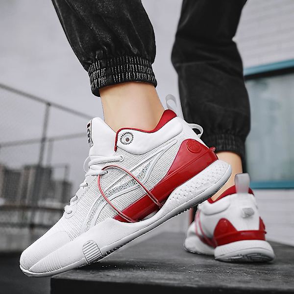 Herre Basketballsko Høj Overdel Åndbare Sportssko Skridsikre Mode Sneakers 3F8899 White EU 36