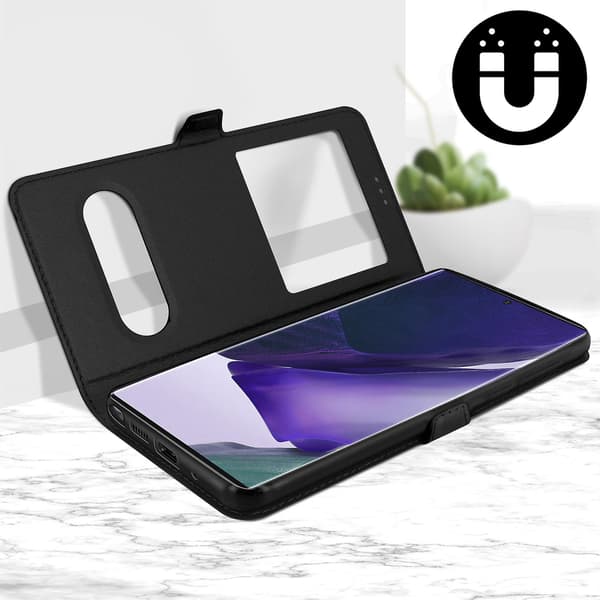 Galaxy Note 20 Ultra Cover Dobbelt Vindue Video Stand Sort