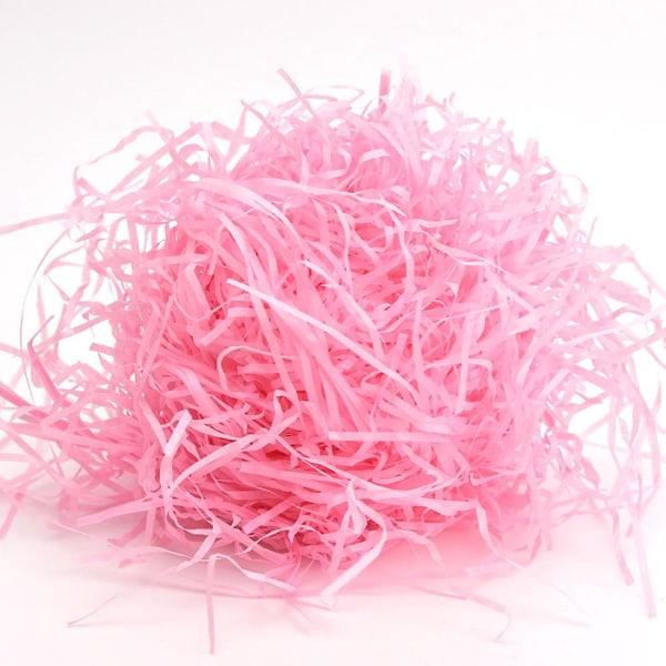 Raffiapapir-strimler og -tråder, konfetti til DIY-gaveinnpakning og kurvfyll pink