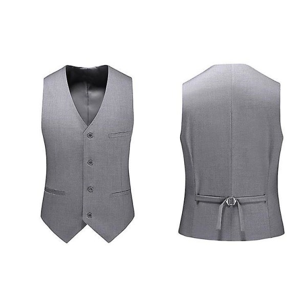Herre Klassisk Forretningsdrakt Vest, Regular Fit Smokingvest Grey L