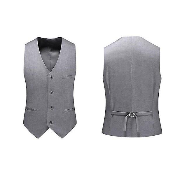 Herre Klassisk Forretningssæt Vest, Regular Fit Smokingvest Grey L