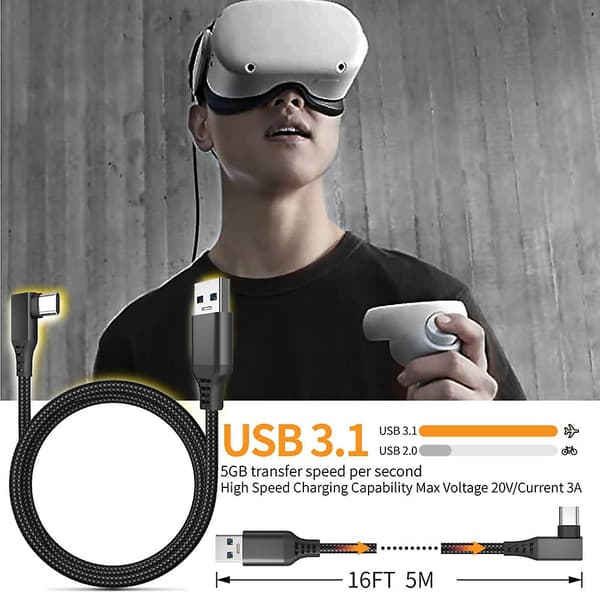 Link-kabel kompatibel med Oculus Quest 2 USB-C / USB-A