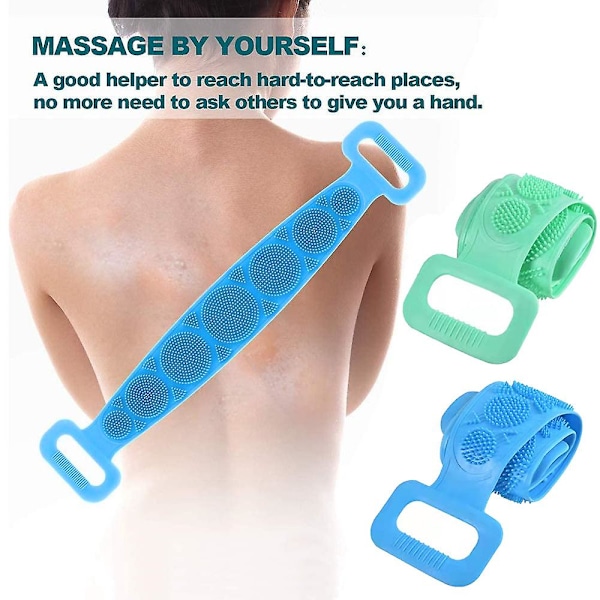 2 st silikonbadborste för ryggrengöring, lång remsa kroppsborste för exfoliering av män och kvinnor style1