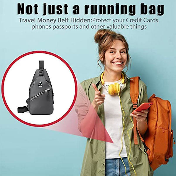 Liten crossbody-sling ryggsäck stöldskyddad ryggsäck för resor bröst axelväska grey