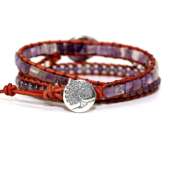 7 Chakra -rannekorut, neulottu luonnonkivillä, rannekoru energiakivikoristeella Round Buckle