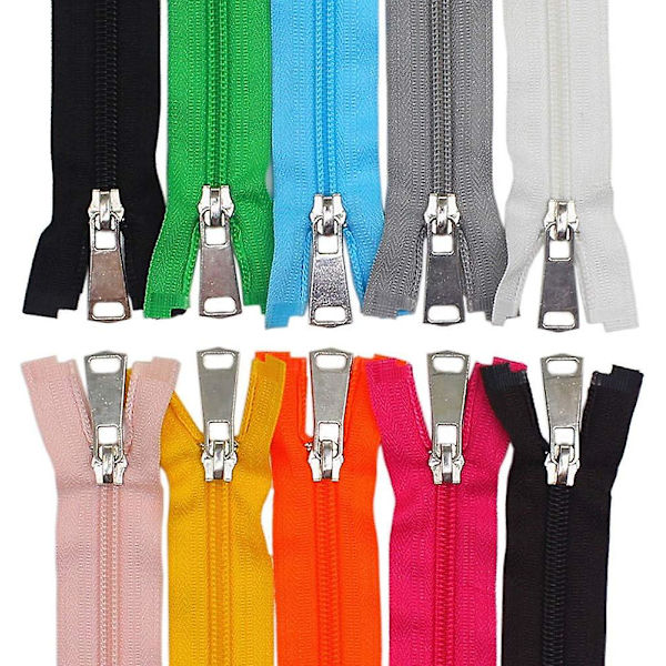 10 stk. 35 cm delbare nylonspiralglidelåser, bulk #5 jakkeglidelåser for jakker, kåper, syhåndverk, 10 blandede farger