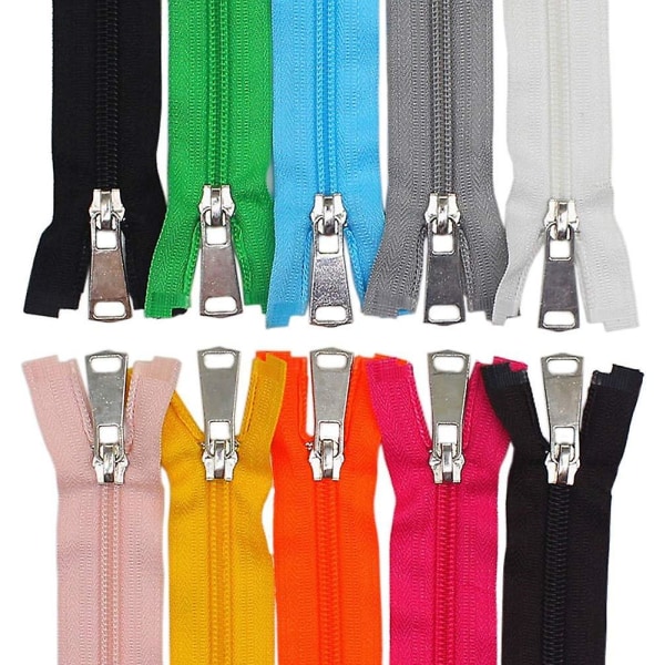 10 stk. 65 cm delbare nylon lynlåse, bulk #5 jakke lynlåse til jakker, frakker, syhåndværk, 10 blandede farver