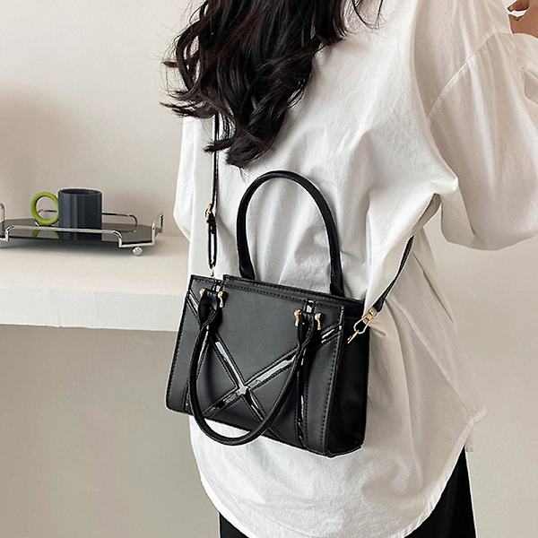 Dame Skuldertaske Retro Klassisk Håndtaske Pu Læder Clutch Taske Med Lynlås black