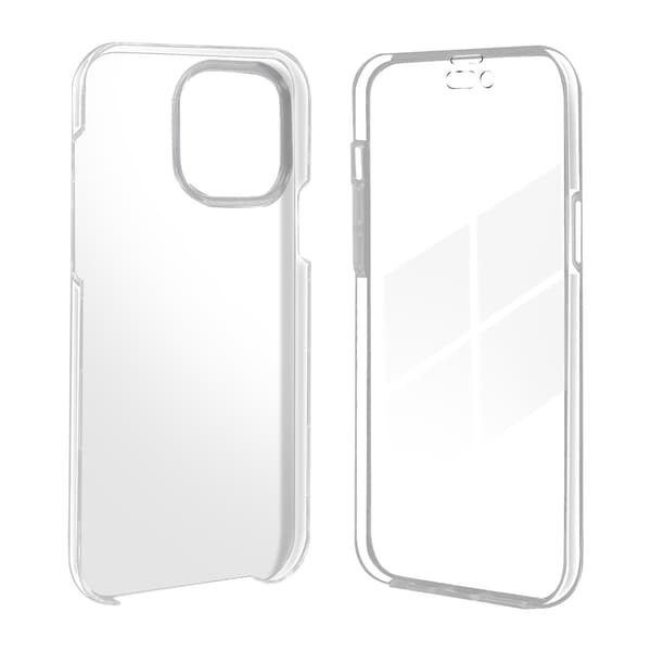 Fullt Deksel til iPhone 15 Pro Hard Bakside og Myk Front, Transparent