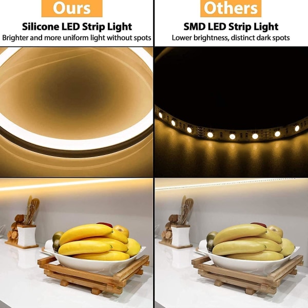 2m LED, Dæmpbar 12V 3000K Varm Hvid Neon LED Strips, IP67 Vandtæt Fleksibel, DIY Silikone LED Lys Strip Med Strømforsyning Og Controller Til Ind