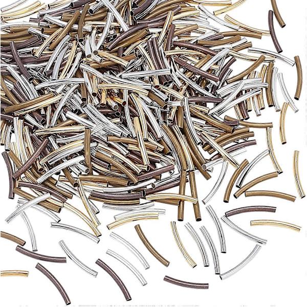 1 Ask 500 st 5 Färger Mässing Rörpärlor Blandade Färger 25x3mm 100st/färg