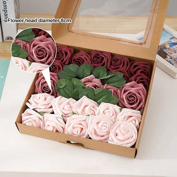 Kunstige Blomster Falske Roser Til DIY Bryllupsbuketter Brudebad Bordpynt Fest Hjem Dekorationer Style 2