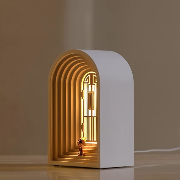 Mini Bluetooth-högtalare med skrivbordslampa - bärbar liten högtalare - dimbar LED-uppspelning, 1200 mAh vit