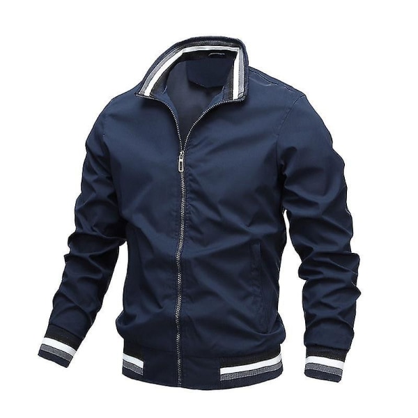 Chad Varsity Bomber -takki miesten rento takki vetoketjulla, kevyt urheilutakki XL Dark Blue