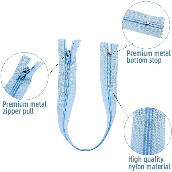 20 stk. nylon spiralglidelåser, syglidelåser for skreddersøm i 20 assorterte farger, fargerike håndverk, bulk glidelåsforsyninger, blandede farger, usynlige glidelåser Fo