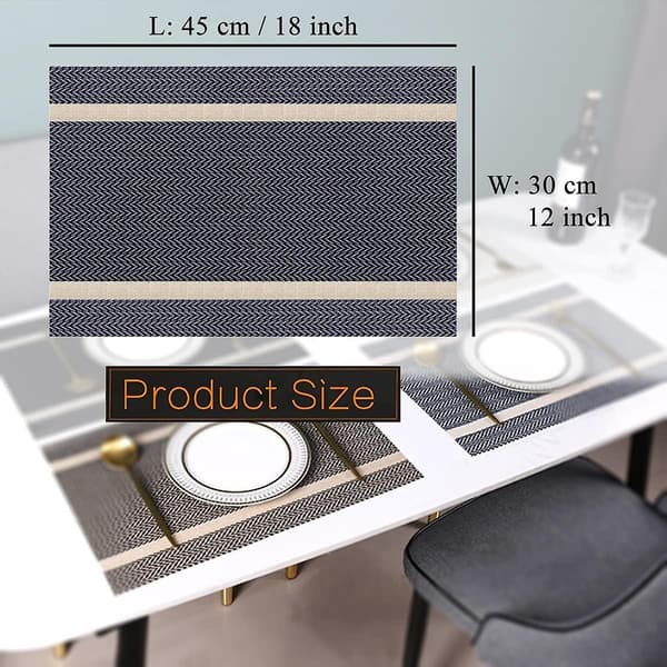 Underlägg Set om 6, Mörkblå Eleganta Underlägg Tvättsbara Halksäkra Lyxiga Bordstabletter för