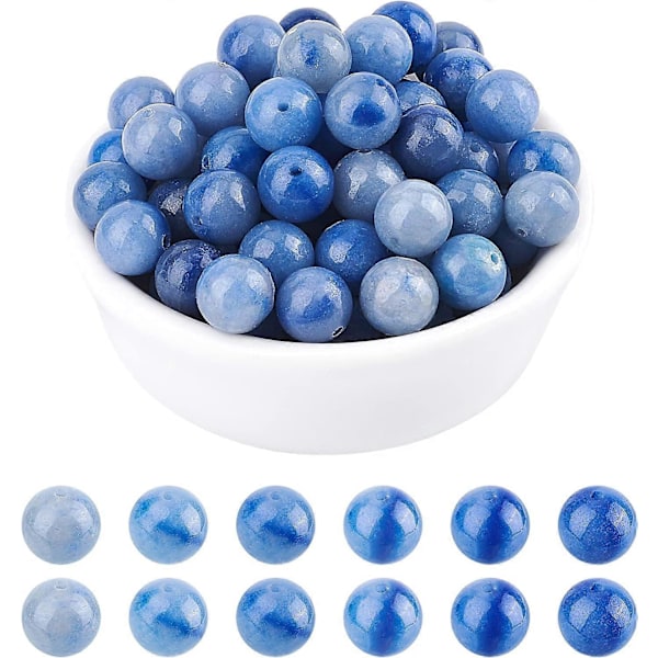 Omkring 96 stk. 8 mm naturstenperler, naturlig blå aventurin, runde perler, ædelsten, løse perler til armbånd, halskæde, smykkefremstilling (hul: 0,8 mm)