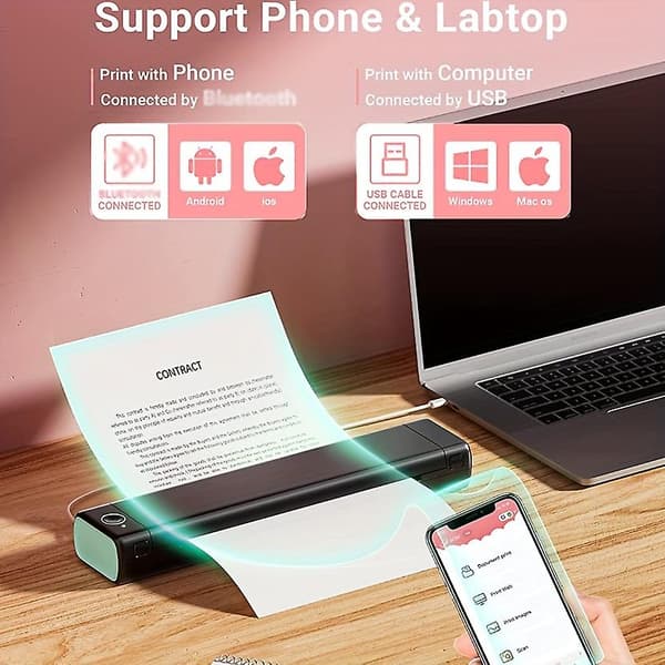 M08f Bærbar Printer, Let og Kompakt Termisk Mobilprinter