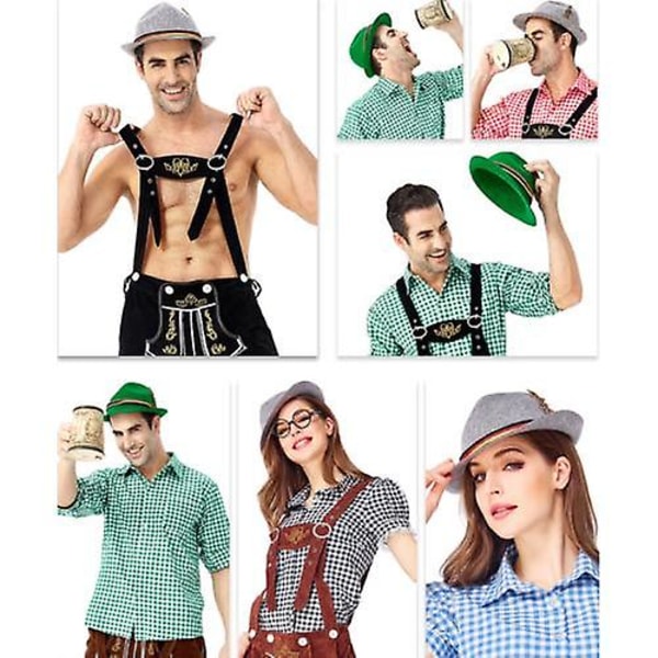 Tysk alpin Oktoberfest bayersk dräkt hatt med fjäder Green