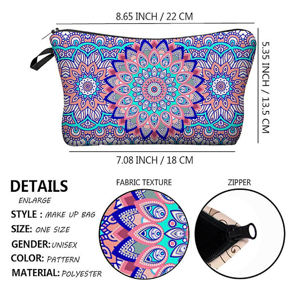 Polyesteri Painettu Kuvio Kosmetiikkalaukku Naisten Clutch-laukku Monitoiminen Matkasäilytyslaukku style2