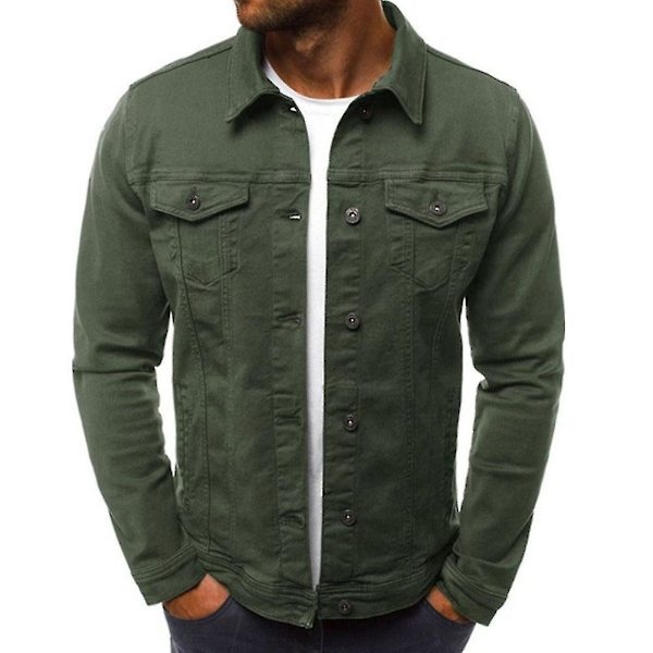 Herr Denim Slim Jackor Jackor Solid Långärmad 2 Framfickor Rock För Höst Ny 3XL D