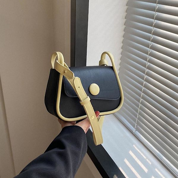 Ny Trend Mode Simpel Skuldertaske Fritid Pendler Kunstlæder Skuldertaske black