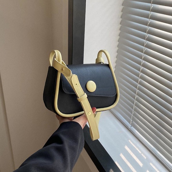 Ny trendig mode enkel axelväska fritid pendlare konstläder axelväska black