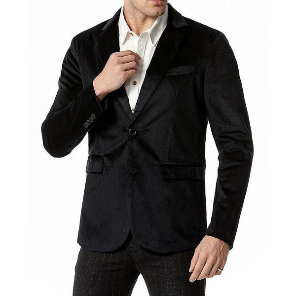 Herr Slim Fit Lättviktsjacka, Två Knappar Business Kostym Blazer Black XL